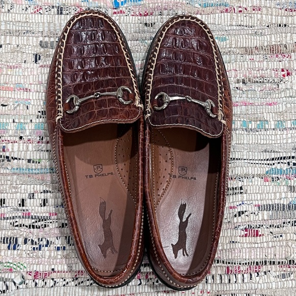 T.B. PHELPS Hornback Croco Bit Driver loafers size 9.5